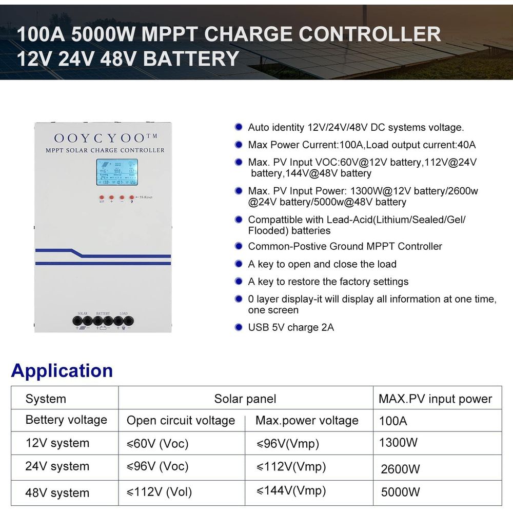 100 Amp MPPT Solar Charge Cont - Solar Panel recension och pris